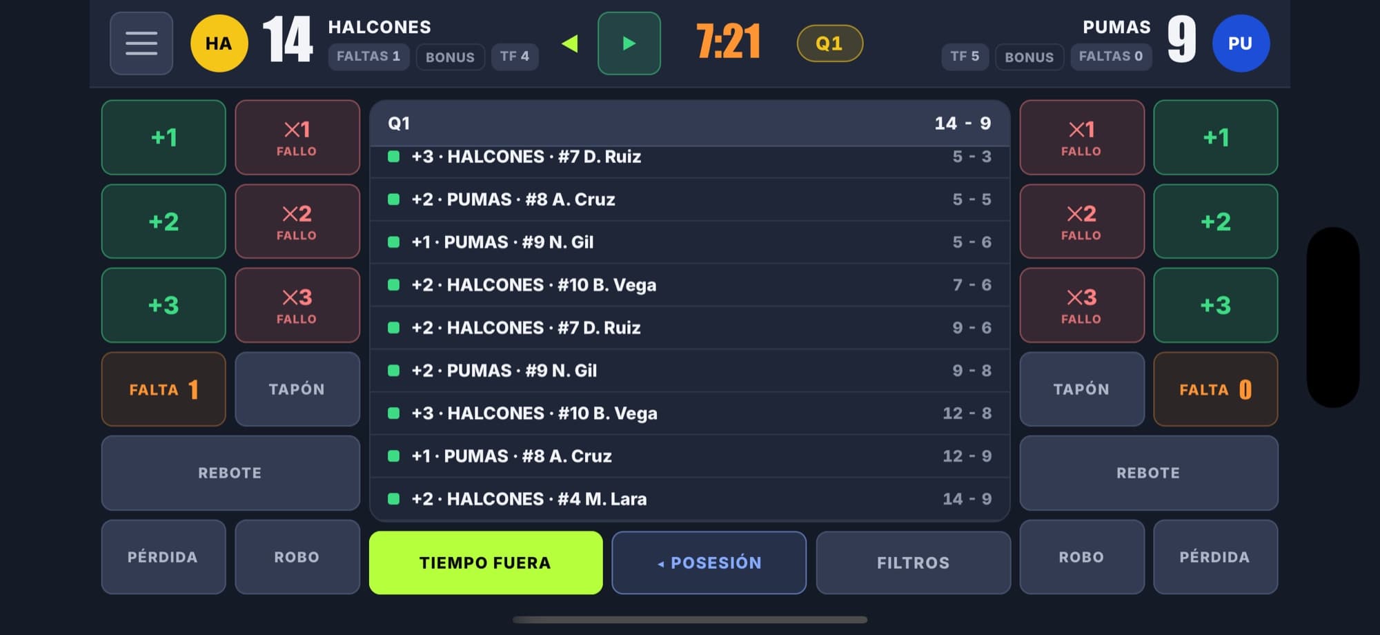 Anotador Score360: Captura el partido en vivo desde la cancha